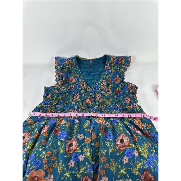 Anthropologie Peregrine Floral Blue Flutter Sleeve Midi Dress Size XL - Picture 8 of 8